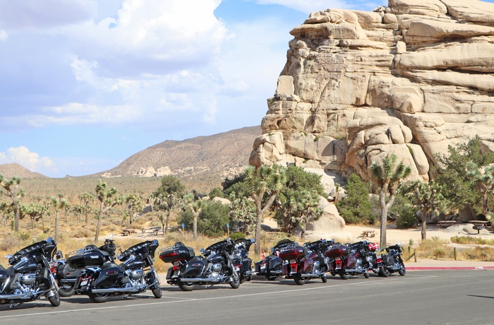 Pause på motorcykeltur gennem ørkenen - Route 66 